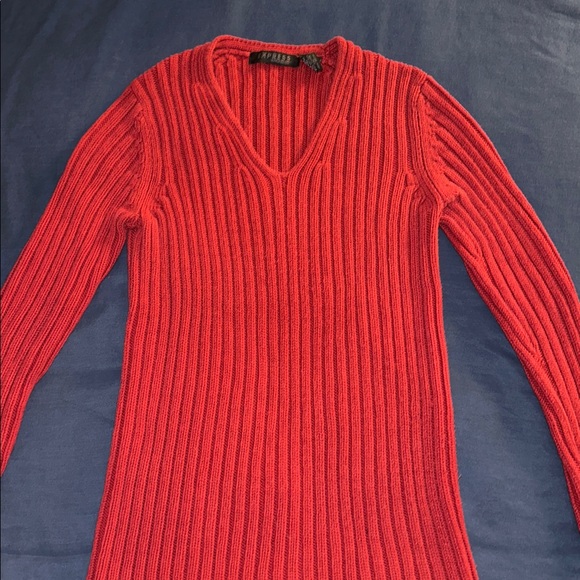 Express Sweaters - Express Women's Vibrant Red V-Neck Sweater